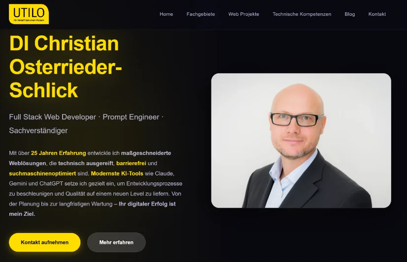 Mit Claude KI von Anthropic entwickelte Website