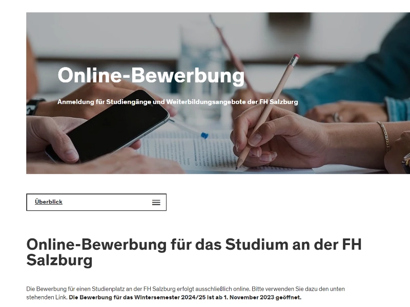 Bewerbungsportal FH Salzburg