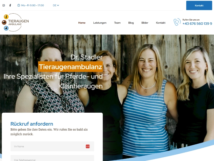 Processwire Website Tieraugenambulanz Dr. Stadler