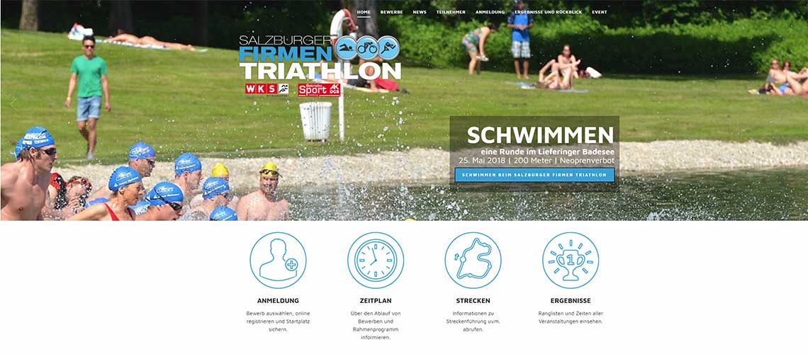 Webauftritt des Firmen Triathlon in Salzburg