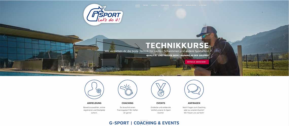 G-Sport Website von Gruber Josef